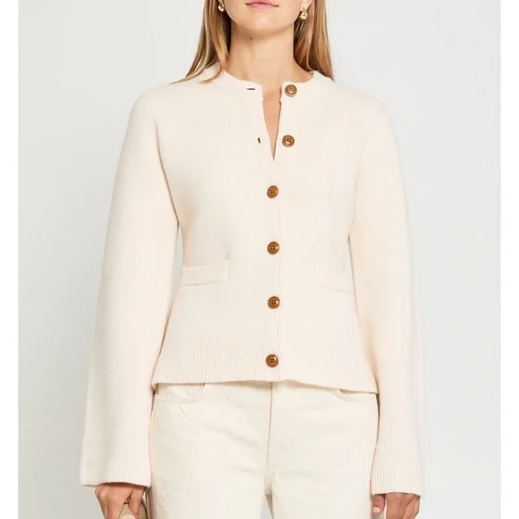 Few Moda Kourt Averie wool-cashmere cardigan Size XS in Cream-Jenni Kayne cooper - Picture 4 of 7